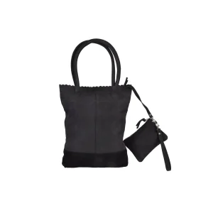 Zwarte Shopper Tas met Rits en Handvatten - 60cm x 33cm x 38cm - 4east Schoudertas van Echt Leer