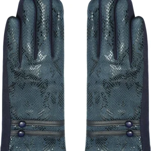 Zachte dames handschoenen Let's Snake| Zwart blauw |Slangenprint |Handschoenen Dames Handschoenen Warm Touch - Trendy handschoenen voor winter look - Handschoenen touchscreen