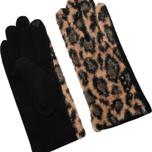 Handschoenen Dames panterprint Handschoenen Warm Touch - Trendy handschoenen voor winter look - handschoenen met bontrand - Handschoenen touchscreen