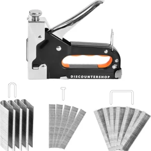 Handtacker Set | 1 stuks Krachtig Nietpistool met Nietjes | Robuuste Nietmachine | Oranje & Zwart | Compact Design - 15.5 cm x 2 cm x 13.5 cm