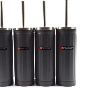 Set van 4x grijs Toiletborstel & Houder - Roestvrijstalen Toiletborstelhouder met Toiletborstel - 45x12cm - Mat grijs