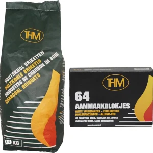 1X houtskoolbriketten-2.5 kilo inclusief aanmaakblokjes 64 Stuks