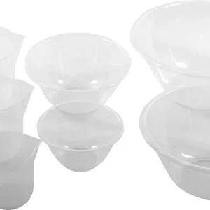 Ideale Set 4 stuks Mengkomen Transparant 7l,4l,2.3l.1l - Maatbeker 3 stuks met Handvat 0.5l,1l,2l | Beslagkommen | Keuken | keukenschalen