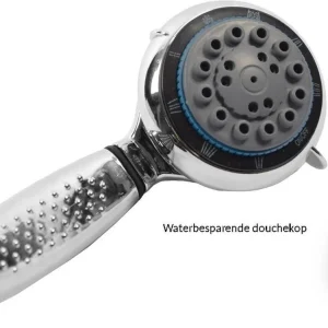 Handdouche 1st. ø 8cm chroom - Volle straal - Chroom - Douchekop Roestvrij - 8 Functies - afmeting 21,5 cm diameter 8 cm - Waterbesparende douchekop