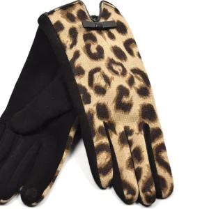 Zachte dames handschoenen Let's Snake| Zwart Camel |Slangenprint |Handschoenen Dames Handschoenen Warm Touch - Trendy handschoenen voor winter look - Handschoenen touchscreen