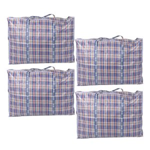 Ruime Opbergtas XXL - Praktische Wastas - 130L Volume - 80cm x 58cm x 28cm - Blauw, Wit & Rood - 4x Opbergtas met Ritsluiting
