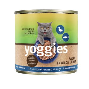 185g Yoggies blikvoer voor katten Zalm & Wilde Eend