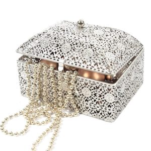 Prachtig oosterse stijl |Juwelendoosje | bewaarblik | Juwelenkistje | Sieradenkistje | Kaarsenhouder | Sieradendoos metaal -18x14x12