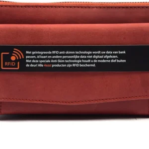 4East Portemonnee Dames – Buffelleer RFID Portemonnee – Met Ritssluiting, Telefoonvak, Spiegel & Veel Vakjes voor Pasjes