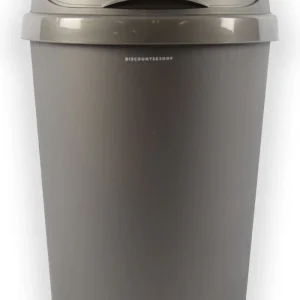 Prullenbak met schuifklep - 50liter -roldeksel - Afvalton |Afvalemmer met schuifdeksel - Recycled Kunststof -Grijs