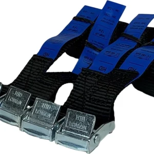 Set van 4 sjorbanden met klemgesp, 1 m, 20 mm, zwart band