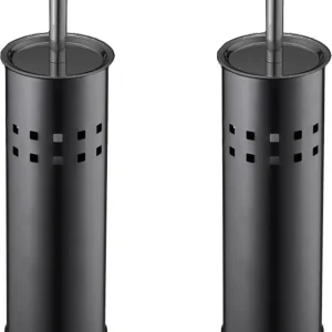 2 Stuks Toiletborstel RVS - Wcborstel Rvs - RVS Toiletborstel in houder - Toiletborstelhouder - Wc borstel - Toiletborstel zwart