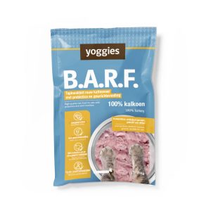 1,5 kg (6x250gr)Yoggies BARF 100% Kalkoen, compleet met biergist en hennepolie met probiotica Rauw voedsel voor katten