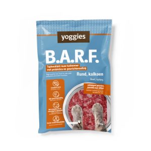 1,5 kg (6x250gr) Yoggies BARF Rund en Kalkoen Compleet met Veenbessen en Hennepolie met Probiotica Rauw Voedsel voor Katten