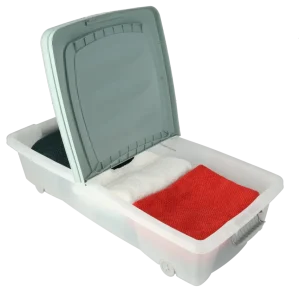 Groene Opbergbox met Deksel en Wielen - Transparante Opbergbak 52L - Met Stevige Druksluiting