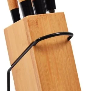 Messenset met blok 5-delig bamboe Messen RVS - koksmes - broodmes -snijmes - schilmes - messenset kopenbamboe