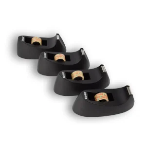 Zwart en Zilver Plakbandhouder en Dispenser: 4x - 19cm x 7.5cm - Sterke Kleefkracht - Inclusief Tesafilm Plakband