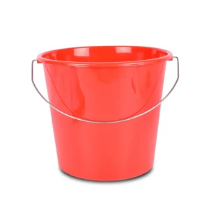 Grote Rode Kunststof Emmer 10 Liter - Geschikt voor Thuis en Klussen - Hoogte 24.50 cm, Diameter 28 cm, Voorzien van IJzeren Handvat