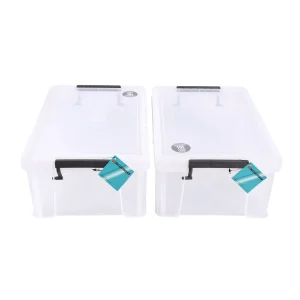 Witte Grote Plastic Opbergbox met Klikdeksel - 2 Stuks - 39.5cm x 25.5cm x 15cm - 10L