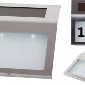 RVS Huisnummer Verlichting Solar - LED Huisnummerbord Zonne Energie 1/2/3/4/5/6/7/8/9/0