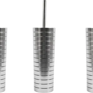 3 stuks Toiletborstel - Plastic toiletborstel - RVS look toiletborstel- Toiletborstelhoud 37x10cm Borstel Houder met WC Borstel Toilet Borstel in Ronde Houder