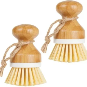 Set van 2 afwasborstel|bamboe met stevige kunststof borstels, veelzijdige reinigingsborstel| wastafels|pannen - borden en bestek |geschikt als groenteborstel