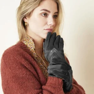 Handschoenen Dames Handschoenen Warm Touch zwart - Trendy handschoenen voor winter suède look- Touchscreen handschoenen