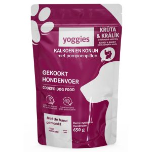 650g Yoggies Gekookt Hondenvoer – Kalkoen en Konijnen met Pompoenpitten