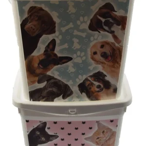 Set van 2x Voeropslag | Voercontainer katten | Droogvoer | Kat/kitten | Dieren | Bewaarbox | voedselcontainer | 6liter 23x18x24,5cm 300g | dierenvoeding| Topper!