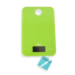 Prachtige groene digitale keukenweegschaal - RVS en glas - Weegt van 2g tot 5kg - Wordt geleverd met 2 lithiumbatterijen