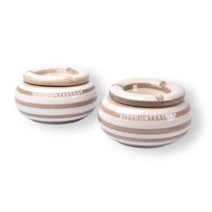 2x Stijlvolle Aardewerk Asbak 11cm x 6cm Beige - Perfect Rookaccessoire