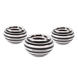 Praktische Zwarte Aardewerken Stormasbak - Sigarettenasbakken - 3 Stuks - Handig voor Thuis - 14cm x 7.5cm