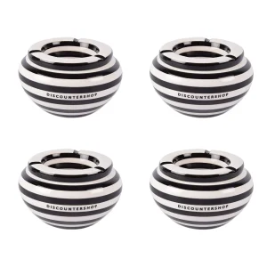 Zwarte Stormasbakken voor Binnen - Aardewerk - Asbakken - 14cm x 7.5cm - Pakket van 4