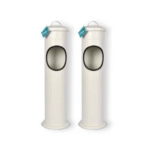 Set van 2 Stijlvolle Witte Staande Asbakken - Rookaccessoires van Roestvrij Staal (RVS) - 59L