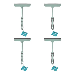 Prachtige Groene Raamreiniger Set van 4 Stuks | Rubber en Kunststof | 16cm x 2cm x 26cm | Biedt grondige reiniging aan voor Binnen en Buiten | Brengt Helderheid in Jouw Wereld