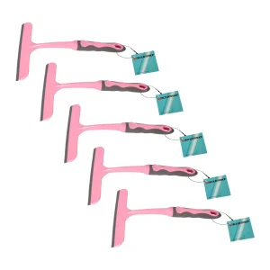 Roze Raamreiniger | 5 Stuks | Rubber & Kunststof | 16cm x 2cm x 26cm | Ultra-licht & Compact | Innovatief Ontwerp | Maak Ramen en Glazen Schoon en Verander de Uitstraling Van Thuis Auto & Meer