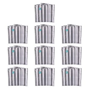 Set van 10 Duurzame Zwart-witte Boodschappentassen - Ideaal voor Winkelen en Organiseren - 55cm x 30cm x 50cm - 1800g