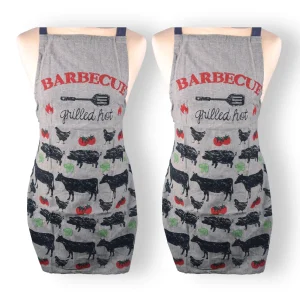 Set van 2 Stijlvolle Grijze Schorten - Keukenschorten voor Koks: Lichtgewicht 100% Katoenen Bakkersschort - Afmetingen: 115cm x 61cm