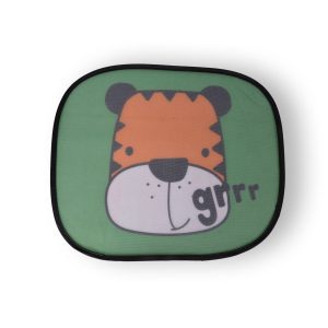 Hoogwaardige Zonwering op Maat | Zonneschermen | Autoaccessoires | Zijruiten | Polyester | Groen/Oranje/Wit | 70g | 44cm lengte | 38cm breedte | Met tijgermotief