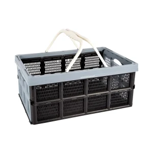 Ruim Opvouwbaar Krat voor Kleding - 40 Liter Opbergkrat - Blauw/Zwart - Inklapbare Opbergbox zonder Deksel - Met Twee Zijhandvatten - 50cm x 34cm x 24cm