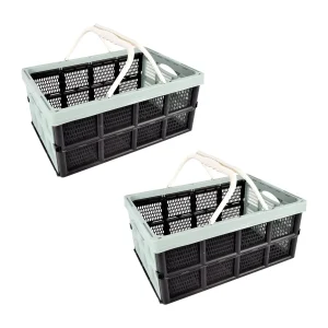 2x Inklapbaar Vouwkrat voor Efficiënte Kledingopslag - Ruime 40 Liter Capaciteit! Met Twee Zijhandvatten - 50cm x 34cm x 24cm - Vouwkrat voor kleding