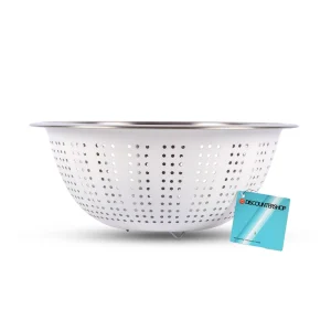 Wit Aluminium Keuken Vergiet | 28 cm Lengte | 28cm Breedte | 11cm Hoogte | 1 stuk | Hoogwaardige RVS | Vaatwasmachinebestendig | Duurzaam Fruit- en Groentezeef | Indrukwekkende filters voor iedereen