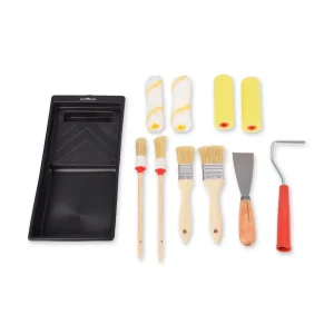 11 delige | Verfroller | Verfroller Set | Zwart | met Rollers, Penselen | 170g | kunststof | Structuurroller | Schuimroller | Verfkwasten | 29cm*14cm