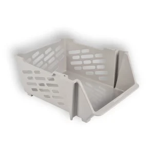 1 stuks Beige Kunststof Groentemandje van Discountershop: Ruim, Stijlvol en Praktisch als Opbergbox en Opbergmand – 46cm x 37.5cm x 20cm