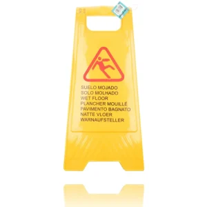 Waarschuwingsbord Natte Vloer - Geel Veiligheidsbord Gladde Vloer | Inklapbaar Dubbelzijdig in 7 Talen