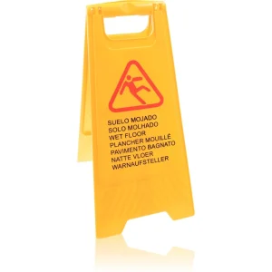 Waarschuwingsborden Natte Vloer - Gele Veiligheidsborden met Tekst in 7 Talen | Compact, Inklapbaar en Ideaal voor Veiligheid Tijdens Schoonmaak