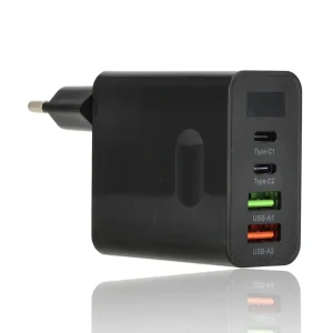 Samsung & iPhone Snellader 45W - 2x USB-C & 2x USB-A | Universele Snelle Oplader voor Smartphones, Tablets, iPads, Android & Laptops - Zwart