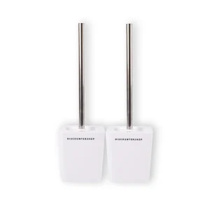 2 Stuks Luxe WC Borstel Set met Houder - Hoogwaardige Kunststof - Afmetingen: 40cm x 11.5cm x 11.5cm
