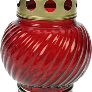 Rode Grafkaars 14cm Glas – Herdenkingskaars 36 Uur Brandduur | Rouwkaars, Gedenkkaars & Brandende Kaars voor Overledenen