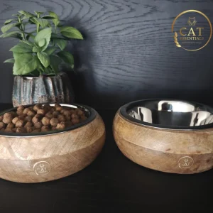 Cat Essentials Voer- en drinkbak van Mangohout!